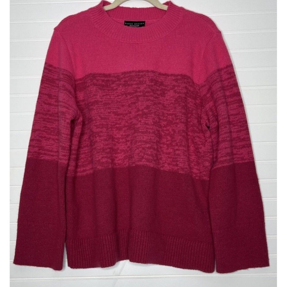 Susan Graver Women's Top Sweater Sz L Knit with Bell Sleeve Chianti A611704